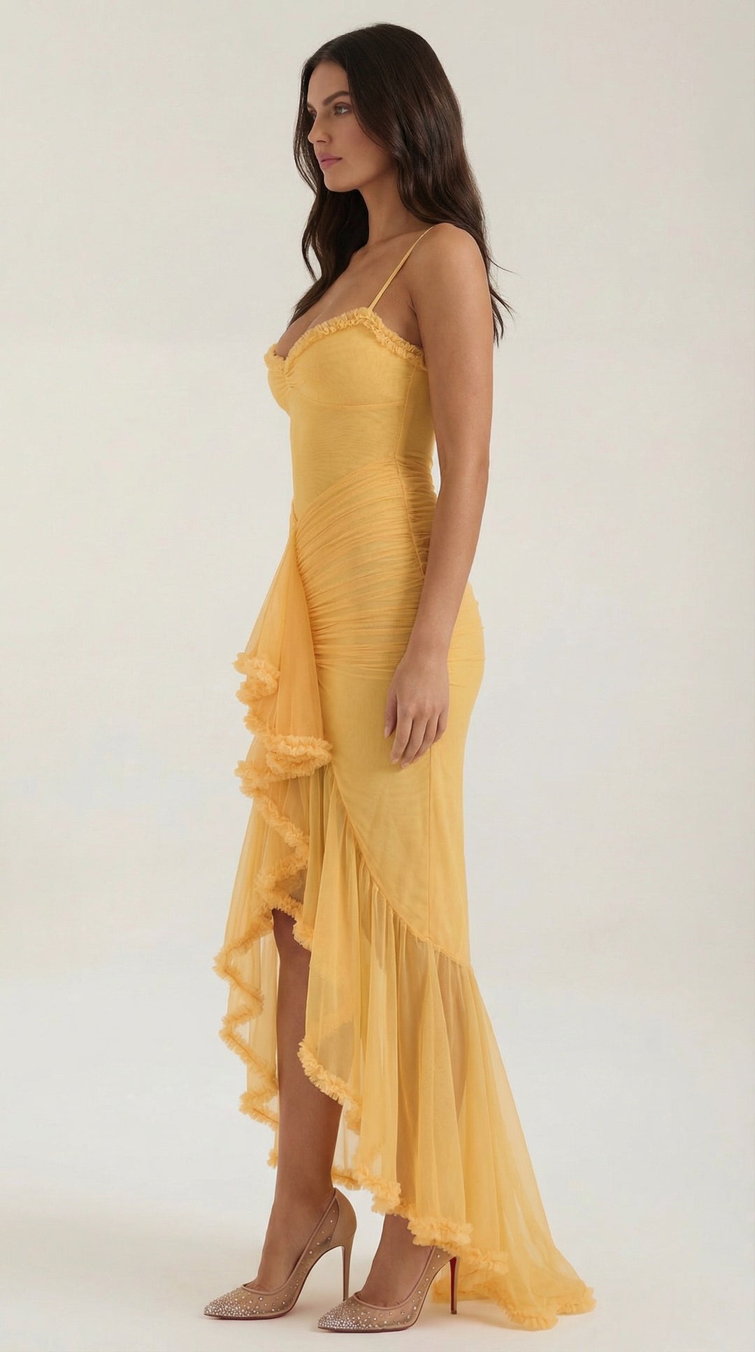Anja — Kjole Dame med Volanger, Splitt og Tynne Stropper, Motegalleriet Oslo — bilde 2
