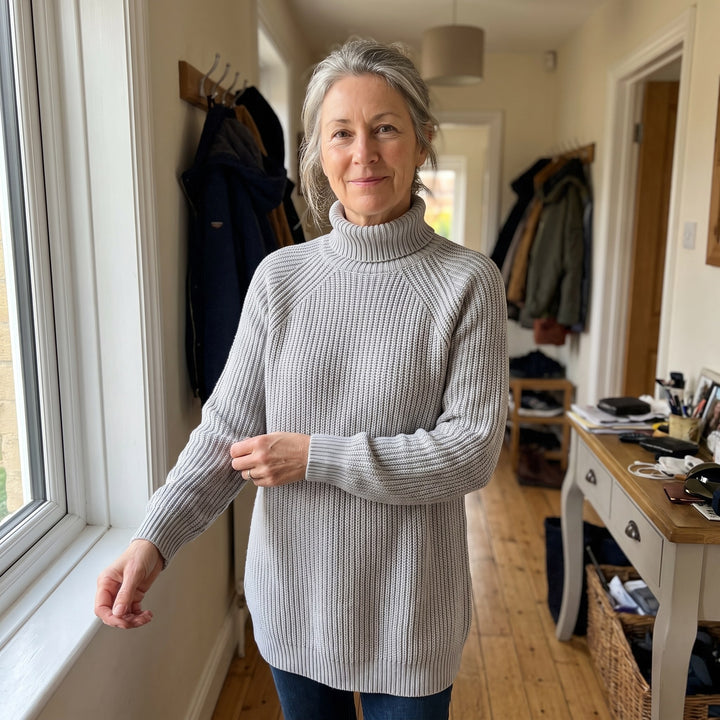 Gro — Strikket Kjole Dame med Høy Hals og Lange Ermer, Motegalleriet Oslo — bilde 2