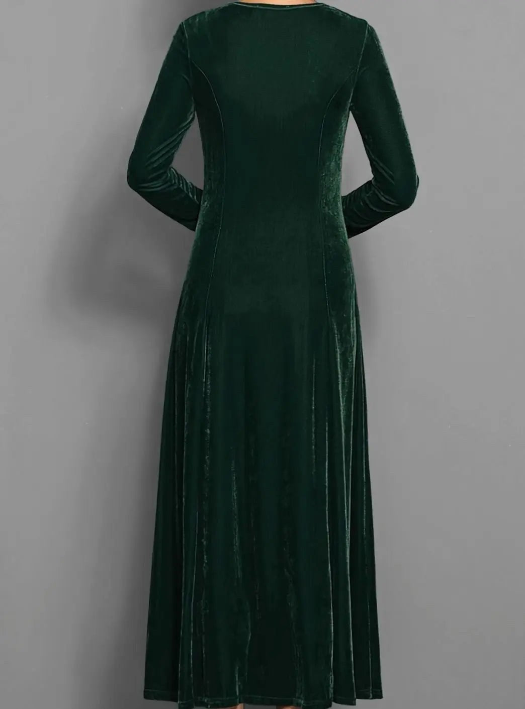 Gunhild — Lang Julekjole Dame i Fløyel med Lange Ermer og V Hals, Motegalleriet Oslo — bilde 4