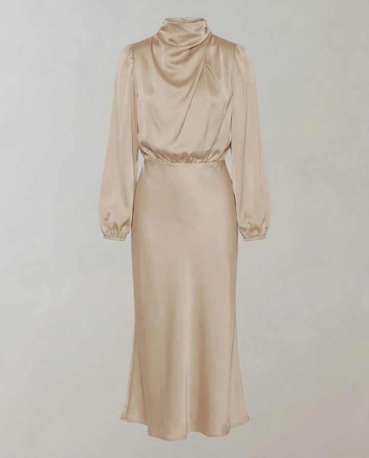 Henriette — Sateng Kjole Dame med Høy Hals og Lange Puffermer, Motegalleriet Oslo — bilde 7