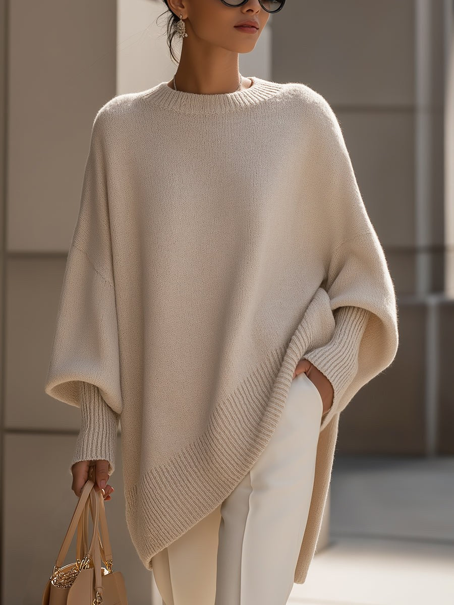 Jennifer — Myk Oversized Strikkegenser Dame med Rund Hals og Lange Ermer, Motegalleriet Oslo — bilde 1