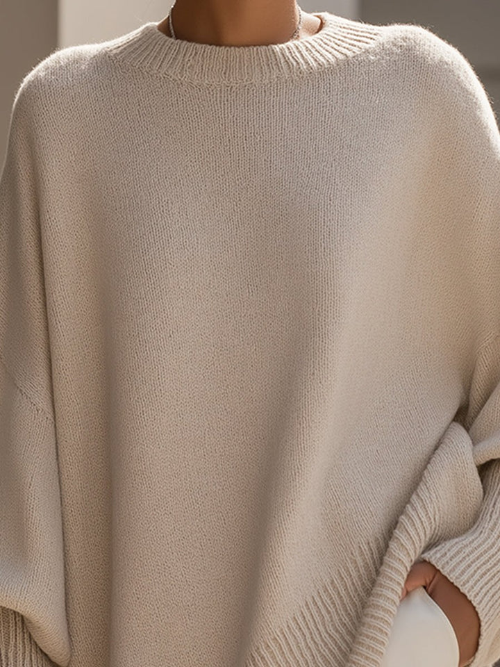 Jennifer — Myk Oversized Strikkegenser Dame med Rund Hals og Lange Ermer, Motegalleriet Oslo — bilde 2