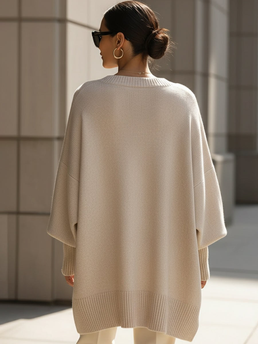 Jennifer — Myk Oversized Strikkegenser Dame med Rund Hals og Lange Ermer, Motegalleriet Oslo — bilde 4