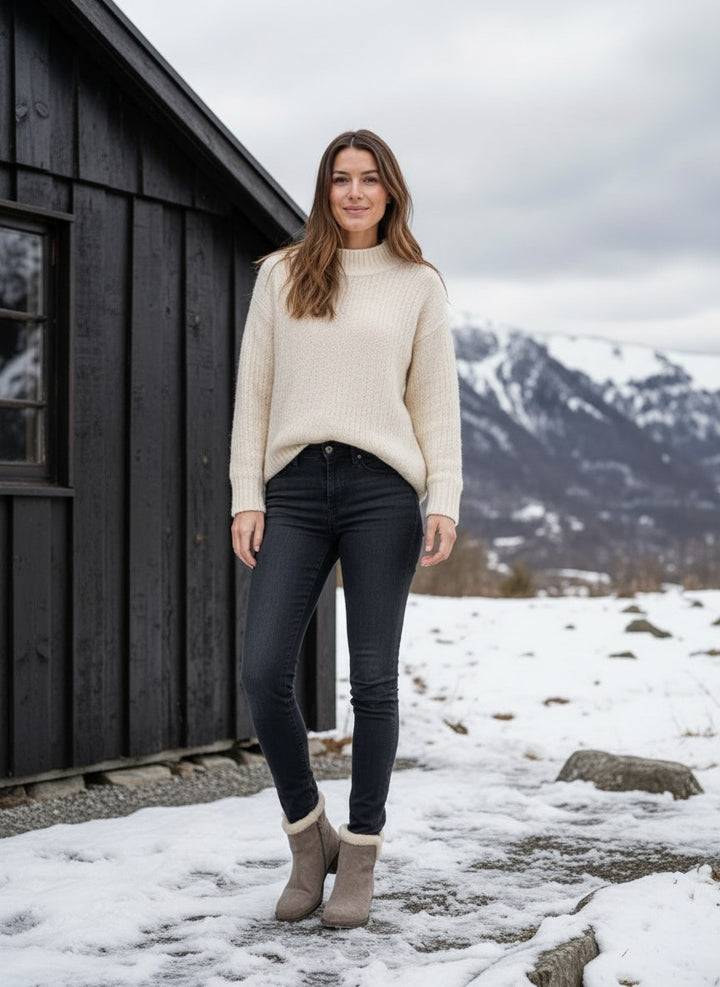 Marit | Fôrede Ankelstøvler i Semsket Skinn for Kvinner