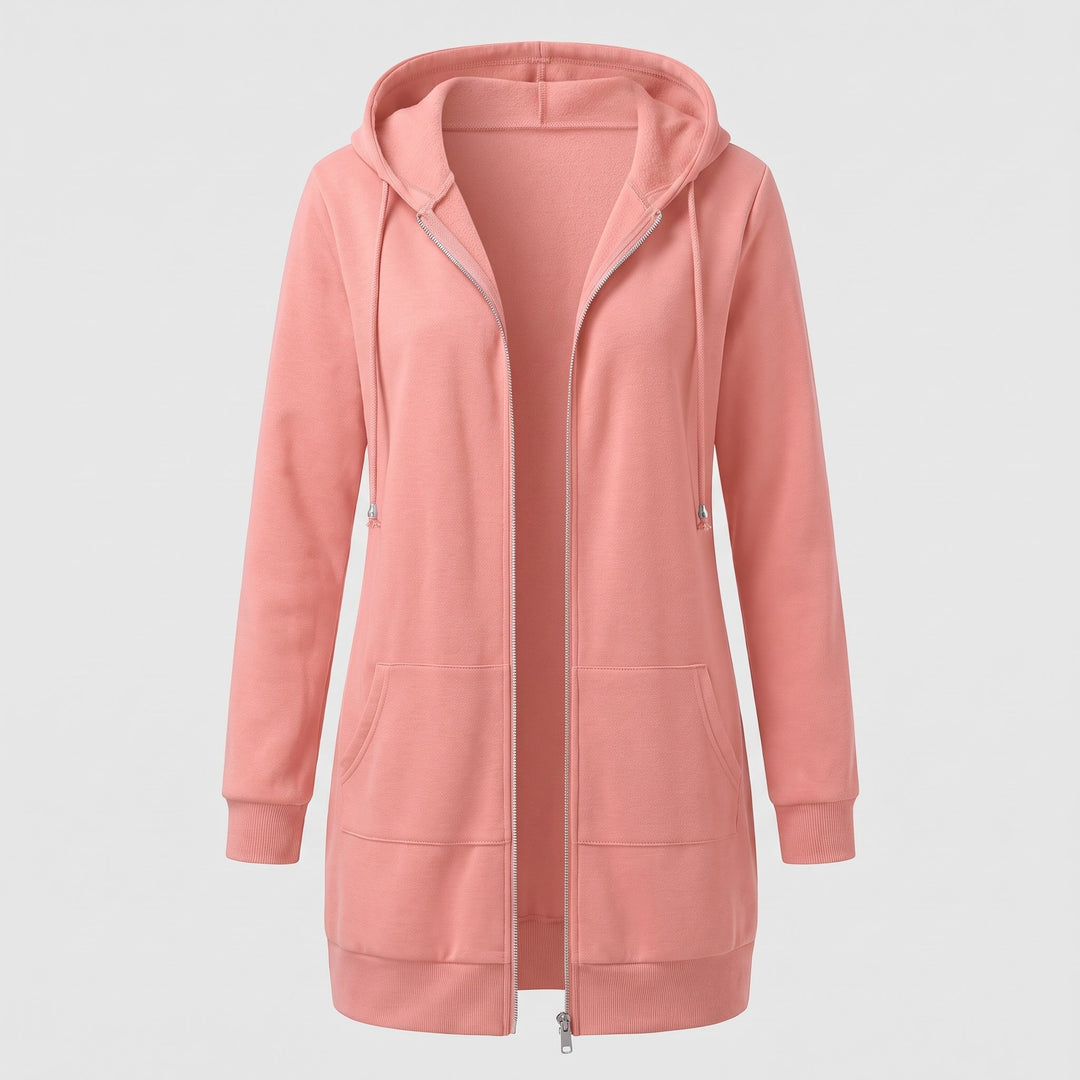 Pia — Lang Jakke Dame med Hette, Glidelås og Fôr i Fleece, Motegalleriet Oslo — bilde 3