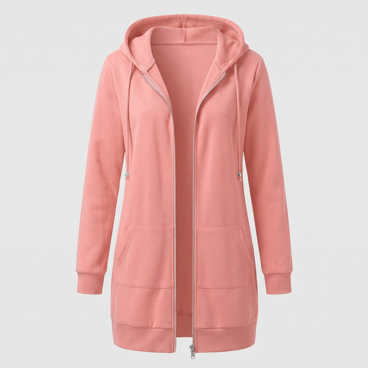 Pia — Lang Jakke Dame med Hette, Glidelås og Fôr i Fleece, Motegalleriet Oslo — bilde 3