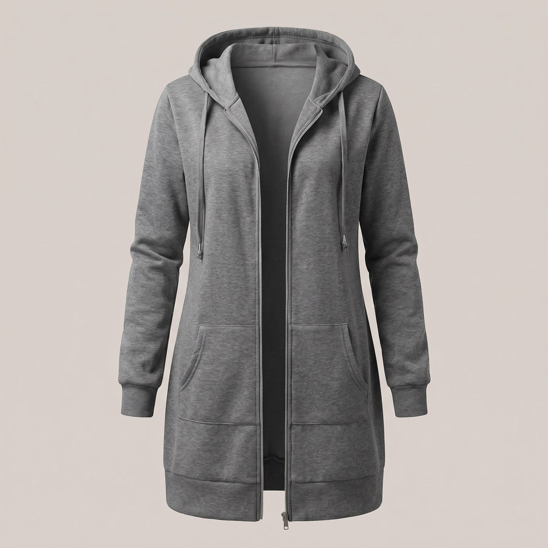 Pia — Lang Jakke Dame med Hette, Glidelås og Fôr i Fleece, Motegalleriet Oslo — bilde 4