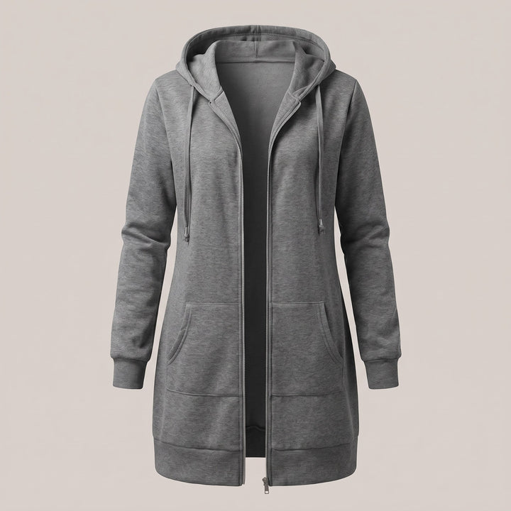 Pia — Lang Jakke Dame med Hette, Glidelås og Fôr i Fleece, Motegalleriet Oslo — bilde 4