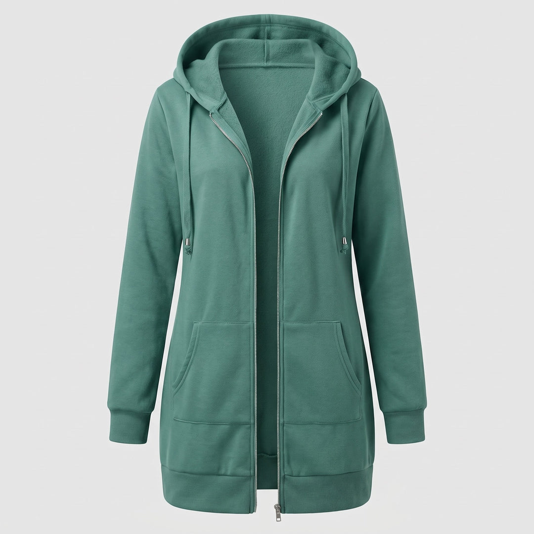 Pia — Lang Jakke Dame med Hette, Glidelås og Fôr i Fleece, Motegalleriet Oslo — bilde 6