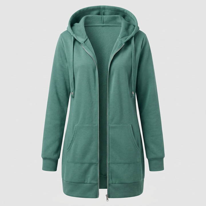 Pia — Lang Jakke Dame med Hette, Glidelås og Fôr i Fleece, Motegalleriet Oslo — bilde 6