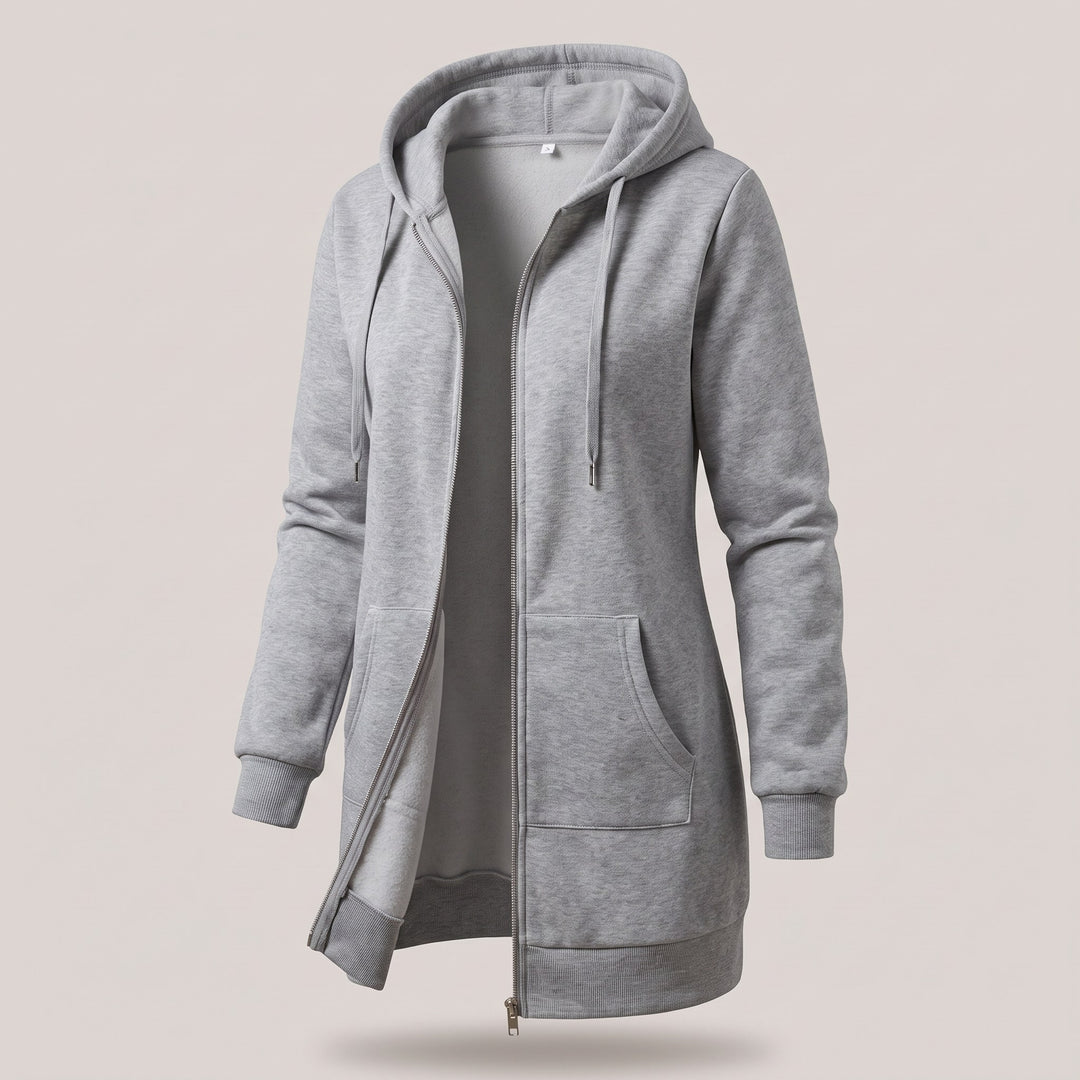 Pia — Lang Jakke Dame med Hette, Glidelås og Fôr i Fleece, Motegalleriet Oslo — bilde 7