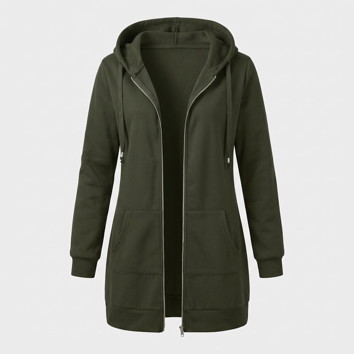 Pia — Lang Jakke Dame med Hette, Glidelås og Fôr i Fleece, Motegalleriet Oslo — bilde 17