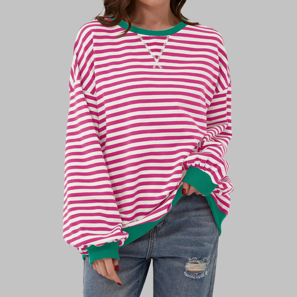 Stine — Oversized Stripete Collegegenser Dame med Rund Hals, Motegalleriet Oslo — bilde 2