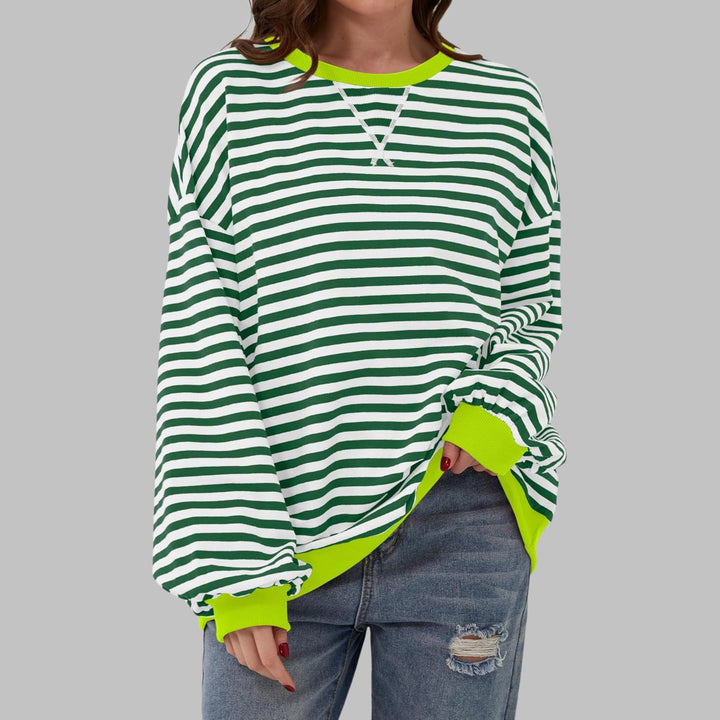 Stine — Oversized Stripete Collegegenser Dame med Rund Hals, Motegalleriet Oslo — bilde 3