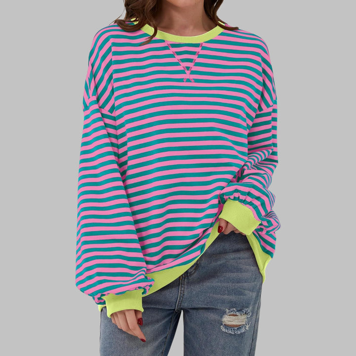 Stine — Oversized Stripete Collegegenser Dame med Rund Hals, Motegalleriet Oslo — bilde 5