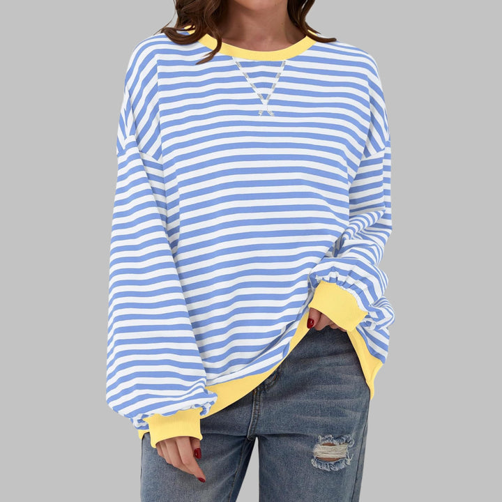Stine — Oversized Stripete Collegegenser Dame med Rund Hals, Motegalleriet Oslo — bilde 6