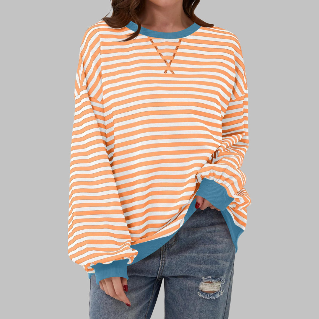 Stine — Oversized Stripete Collegegenser Dame med Rund Hals, Motegalleriet Oslo — bilde 7