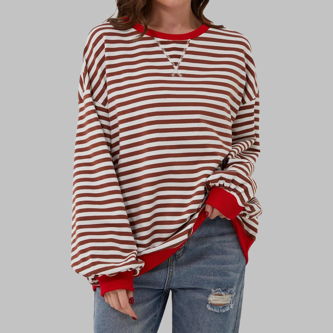 Stine — Oversized Stripete Collegegenser Dame med Rund Hals, Motegalleriet Oslo — bilde 8