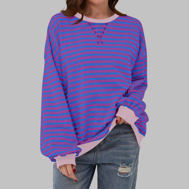 Stine — Oversized Stripete Collegegenser Dame med Rund Hals, Motegalleriet Oslo — bilde 10