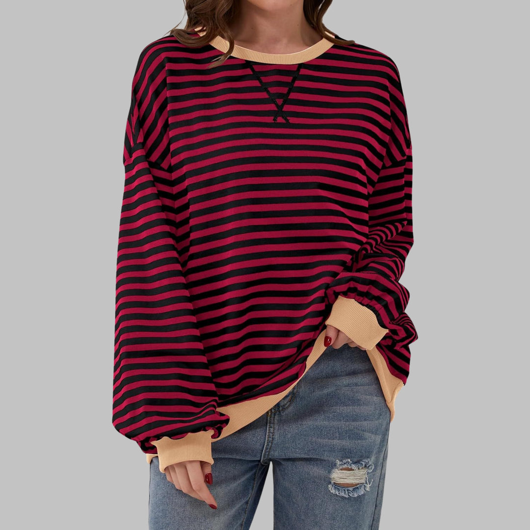 Stine — Oversized Stripete Collegegenser Dame med Rund Hals, Motegalleriet Oslo — bilde 11