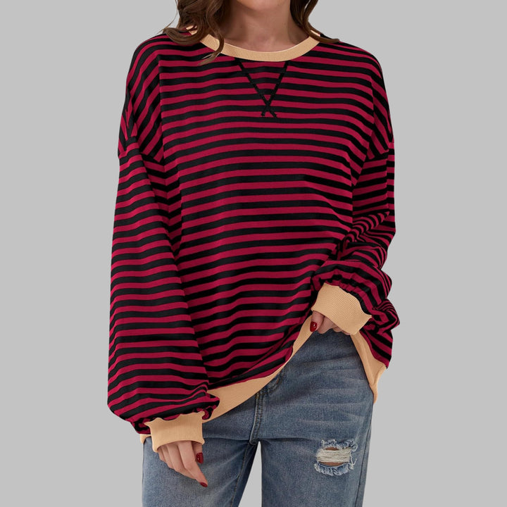 Stine — Oversized Stripete Collegegenser Dame med Rund Hals, Motegalleriet Oslo — bilde 11