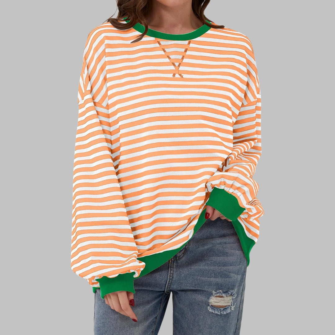 Stine — Oversized Stripete Collegegenser Dame med Rund Hals, Motegalleriet Oslo — bilde 12