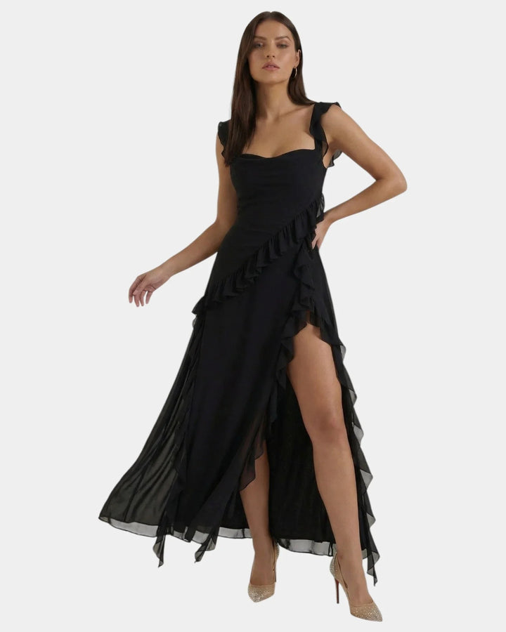 Tonje — Lang Kjole Dame i Chiffon med Firkantet Hals og Rysjer, Motegalleriet Oslo — bilde 18