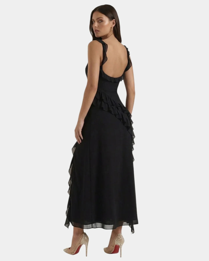 Tonje — Lang Kjole Dame i Chiffon med Firkantet Hals og Rysjer, Motegalleriet Oslo — bilde 19